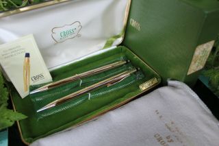 Antique Cross Executive 14k Solid Yellow Gold Pen & Pencil Set W/ Orig Packaging