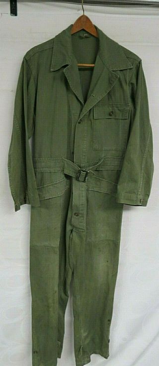 Vintage 1948 Us Army Coveralls Size Small Herringbone Green