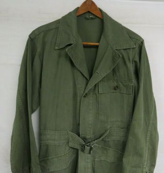 VINTAGE 1948 US ARMY COVERALLS SIZE SMALL HERRINGBONE GREEN 2