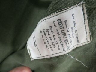 VINTAGE 1948 US ARMY COVERALLS SIZE SMALL HERRINGBONE GREEN 4