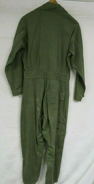 VINTAGE 1948 US ARMY COVERALLS SIZE SMALL HERRINGBONE GREEN 6