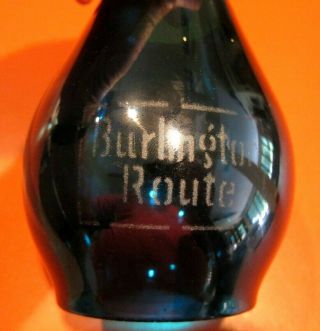 Antique “burlington Route” Railroad Lantern Globe Signal Blue Green Corning