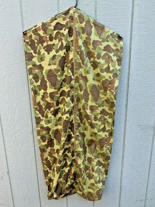 Vtg 1940s Ww2 Usmc Frogskin Camo Camouflage Zippered Jacket Uniform Cover Bag