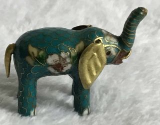 Antique Cloisonné Enameled Brass Figurine Elephant China [ah286]