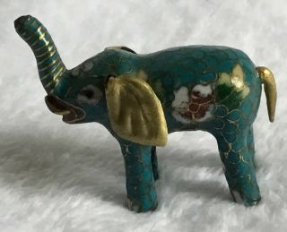 Antique Cloisonné enameled brass figurine Elephant China [AH286] 2