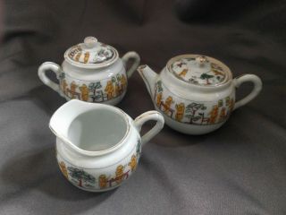 Vintage Toy Childs Goldilocks & Three Bears Porcelain China Tea Set Japan 3