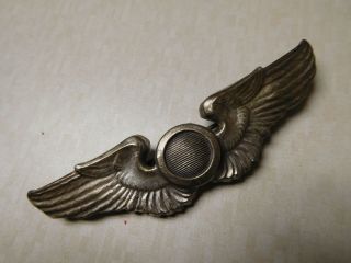 Vtg Ns Meyer 3” Wwii Sterling Silver Military Observer Pilot Aviator Wings Pin