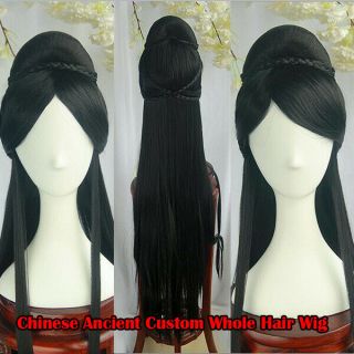Chinese Ancient Custom Whole Hair Wig Traditional Hairpiece For Party Cosplay