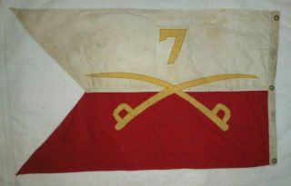RARE AUTHENTIC 1920 ' S ERA US ARMY FLAG 7TH CAVALRY CO.  L GUIDON FLAG SEWN 7