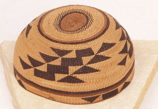 Antique Northern California Hupa / Yurok / Karok Basketry Hat / Cap 7 " X 3 1/4 "