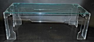 Vintage Low Rectangular Acrylic And Glass Coffee Table 46 " X 21 " Lucite