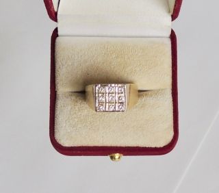 Vintage,  14kt Solid Gold,  Genuine/real Diamond Designer Ring.  (sz 8.  5)
