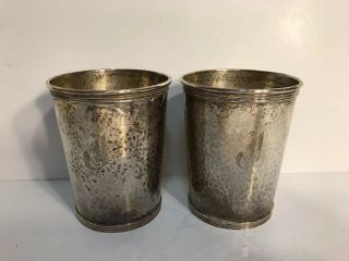 Newport Sterling Silver 1640 Julep Cups Hammered Set Of 2 Mono Vintage