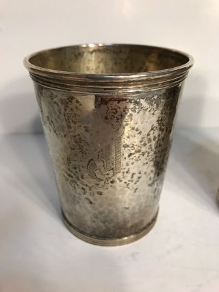 Newport Sterling Silver 1640 Julep Cups Hammered Set Of 2 Mono Vintage 3