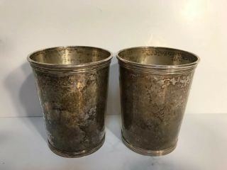 Newport Sterling Silver 1640 Julep Cups Hammered Set Of 2 Mono Vintage 7