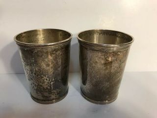Newport Sterling Silver 1640 Julep Cups Hammered Set Of 2 Mono Vintage 8