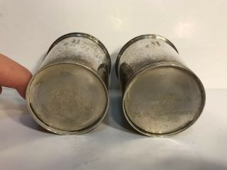 Newport Sterling Silver 1640 Julep Cups Hammered Set Of 2 Mono Vintage 9