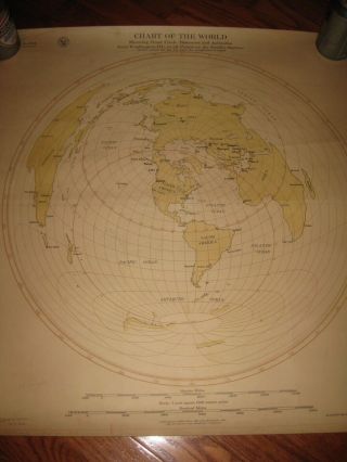 1936 Pre - Ww2 Us Navy Chart Of The World 24 " X 25 " Lithograph Poster