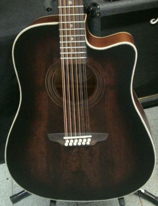 Luna Art V Dce 12 String Art Vintage Dreadnought Cutaway A/e - Solid Top