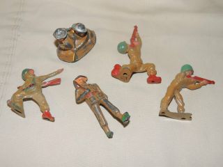 5 Vintage Barclay Manoil WWl & WWll Lead Toy Soldier Figures COMBAT 1940 ' s 3