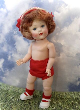 VINTAGE STRUNG 50s MISS ROSEBUD DOLL MADE IN ENGLAND BFF TO GINNY,  MUFFIE DOLLS 4