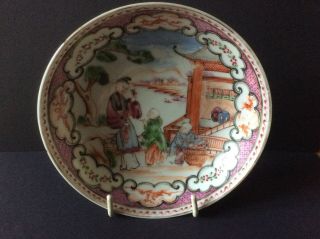 Antique 18th Century Export Qianlong Figural Saucer.