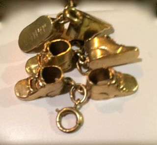 14k Solid Gold Vintage 3 Pairs Of Boots Charms Or Pendants Look 10.  4 Grams