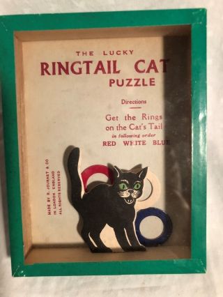 Ring Tail Cat Puzzle Dexterity Game Puzzle Vintage Halloween Black Cat Toy