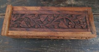 Antique Indian Carved Spice Box Handmade Mahoganey & Rosewood