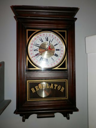 Vintage 31 Day Calendar Regulator Clock - Serviced/cleaned -