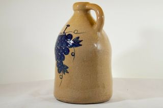 Stoneware Wine Jug - Cobalt Blue Grapes Design - Vintage Pottery Wine Jug 3