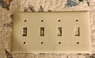 Vintage Ivory Bakelite 4 Toggle Light Switch Quad Wall Plate Cover/sierra