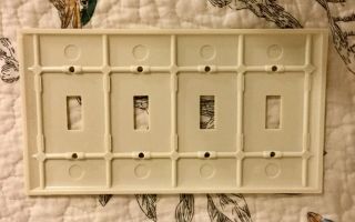 Vintage Ivory Bakelite 4 Toggle Light Switch Quad Wall Plate Cover/Sierra 2