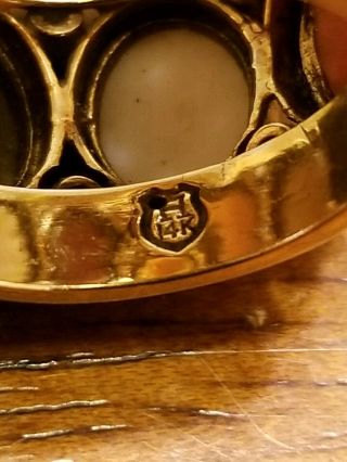 VTG 14k Yellow Gold Cameo Shell & Pearl Eternity Wide Band Ring 13.  7 Grams Sz6.  5 9