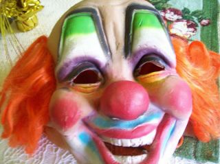 Vintage Circus Clown Rubber/latex Mask Halloween Small Kids Costume Orange Hair