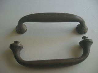 2 Vintage Heavy Solid Brass Large Strong Gate/Door /Trunk /Chest Handles 6 - 1/4L 2