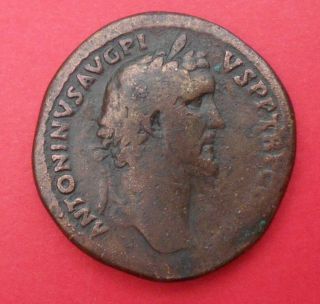 ancient coin roman sestertius sesterce ANTONINUS PIUS tiberis ANTONIN LE PIEUX 2