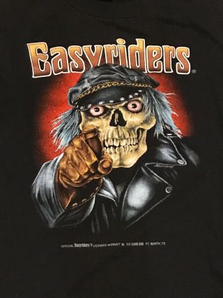 Vintage Very Rare 80s 1987 3d Skull Easy Rider Harley Motorcycle T Shirt Tee