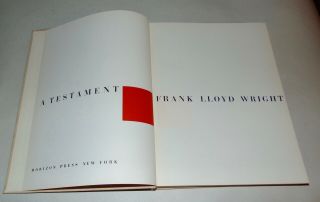 1957 A Testament By Frank Lloyd Wright Architecture Horizon Press