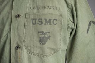 VTG 40s WWII usmc HBT US Marines Corps Herringbone Field Jacket Shirt 5