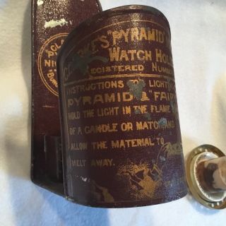 NR Clarke’s Pyramid Night Light Tin Watch Holder Antique Miniature Oil Lamp 2