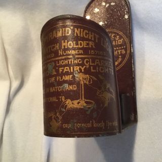 NR Clarke’s Pyramid Night Light Tin Watch Holder Antique Miniature Oil Lamp 3