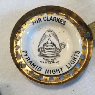 NR Clarke’s Pyramid Night Light Tin Watch Holder Antique Miniature Oil Lamp 8