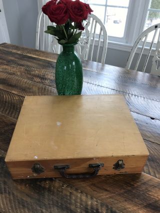 L@@k Vintage Wood Artist Carry Box Storage Case With Palette Inside Great