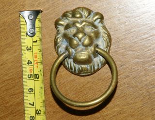 Brass Lion Head Drawer Pull Handle / Like Door Knocker / Towel Holder 3 " L X 2 " W