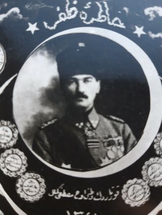 1923 WWI Ottoman Turkey Mustafa Kemal Ataturk crescent war hero B/W postcard RRR 2