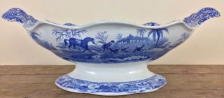 Antique Pearlware Spode Indian Sporting Series Hunting A Buffalo Compote Comport