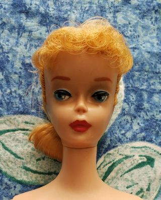 Vintage 5 Blonde Ponytail Barbie Doll Hair All Hard Curl