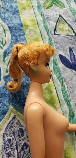 Vintage 5 Blonde Ponytail Barbie Doll Hair All Hard Curl 6