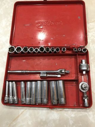 Vintage Snap On 1/4 Drive Socket Set Deep And Shallow With Case &